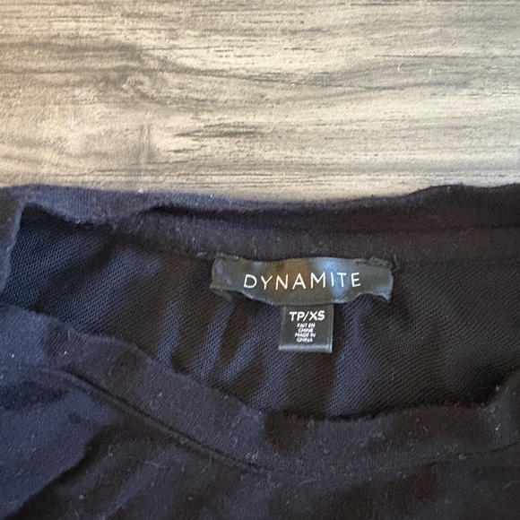 Dynamite Clothing Womens Fall Shoulder Pad Crewneck Long Sleeve Black Top XS - Picture 8 of 8